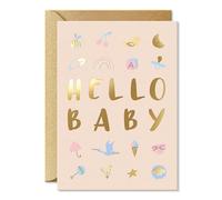 Sweetzer & Orange Carte de vœux pour fête prénatale avec feuille d'or - Pour fête prénatale neutre pour garçon ou fille - Carte de félicitations de 12,7 x 17,8 cm avec enveloppe et autocollant doré