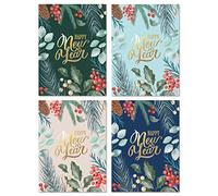 SWEETZER & ORANGE Lot de 24 cartes de Nouvel An avec enveloppes - Lot de 24 feuilles épaisses de 300 g/m² pour décoration de vacances, cartes de vœux, fêtes joyeuses et messages de remerciement
