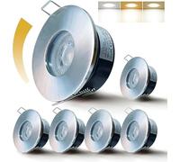 Sweier Spot LED Encastrable Dimmable 68mm, 5W IP65 Spots Encastré Blanc Chaud 3000K Blanc Neutre 4000K Blanc Froid 6000K Spot de Plafond pour Salle de Bain Salon Cuisine, Nickel, Lot de 6