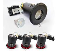 Sweier Spot LED Noir Salle de Bain IP65, 90 Minutes Résistantes au feu 5W 430LM Blanc Chaud 3000K Encastré Spot, Projecteur Encastré de Plafond Étanche et Ignifuge, Découpe 70mm,Lot de 4