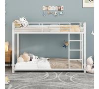 Sweiko 90x200 Lits d'enfant, Lits superposés, Lits en fer, Lits superposés en fer de forme classique, Blanc