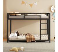 Sweiko 90x200 Lits d'enfant, Lits superposés, Lits en fer, Lits superposés en fer de forme classique, Noir