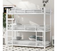 Sweiko 90x200cm Cadre de lit en métal,Lit superposé,Lit en fer, lit superposé triple pour enfants, adolescents et adultes, blanc