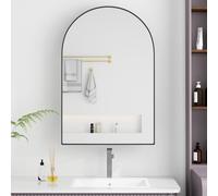 Sweiko Armoire de toilette à arcades, armoire à pharmacie encastrée, armoire murale avec cadre métallique, miroir et étagères réglables, armoire de toilette avec rangement pour salle de bain, salon et