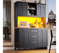 Sweiko Armoire haute de haute qualité avec éclairage LED etpar App (120×40×180cm ), Armoire de salon moderne avec 4 portes & 3 tiroirs, Vitrine de cuisine avec fonction d'éclairage musical & protectio