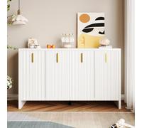 Sweiko Buffet blanc moderne et minimaliste : la combinaison parfaite d'un espace de rangement flexible et d'un design élégant, buffet avec poignées dorées et cloisons réglables