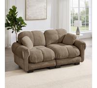 Sweiko Canapé Modulable 2 Places en Tissu Chenille 190 cm avec 2 Coussins | Système d’emboîtement, Accoudoir, Mousse Haute Densité, Montage Facile, sans Outil, pour Petit Espace et Salon, Marron
