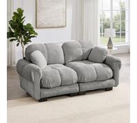 Sweiko Canapé Modulable 2 Places en Tissu Chenille 190 cm avec 2 Coussins | Système d’emboîtement, Accoudoir, Mousse Haute Densité, Montage Facile, sans Outil, pour Petit Espace et Salon, Gris