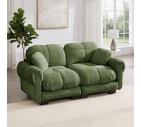 Sweiko Canapé Modulable 2 Places en Tissu Chenille 190 cm avec 2 Coussins | Système d’emboîtement, Accoudoir, Mousse Haute Densité, Montage Facile, sans Outil, pour Petit Espace et Salon, Vert