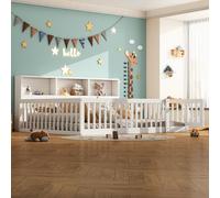 Sweiko Day lit, 140x200cm lit de jour canapé-lit, côté de lit avec compartiment de rangement, lit avec sommier à lattes ( sans matelas), balustrade, bois de pin, blanc