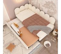 Sweiko Day lit 90x200cm,Lit de jour Canapé-lit Lit d'enfant 90x190cm, Velours,Beige, sans matelas