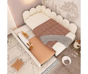 Sweiko Day lit 90x200cm,Lit de jour Canapé-lit Lit d'enfant 90x190cm, Velours,Beige, sans matelas