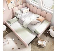 Sweiko Day lit 90x200cm,Lit de jour canapé-lit,Lit d'enfant 90x190cm, velours, rose, sans matelas