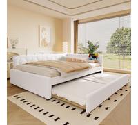 Sweiko Daybed, 140x200cm lit de jour, canapé-lit, lit avec sommier à lattes (sans matelas), avec lampe de chevet, avec lit gigogne multifonctionnel, connexion USB, type-C, matériau de confort, non-tis