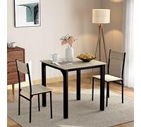 Sweiko Ensemble de Salle à Manger 3 Pièces - Table en Bois Avec 2 Chaises - Pour Balcon, Salon, Terrasse et Bar - Économie d'Espace - Couleur Naturelle