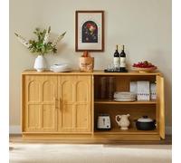 Sweiko Grande Buffet de Rangement, 169 × 40 × 80 cm, vitrine Moderne dotée de Portes incurvées, idéale pour Le Salon, la Cuisine, la Salle à Manger ou Le Couloir (Natural)