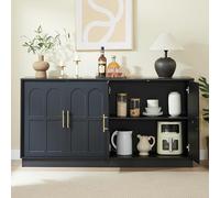 Sweiko Grande Buffet de Rangement, 169 × 40 × 80 cm, vitrine Moderne dotée de Portes incurvées, idéale pour Le Salon, la Cuisine, la Salle à Manger ou Le Couloir (Black)