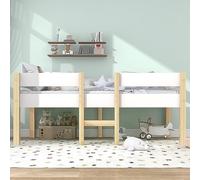 Sweiko Lit 90x190 cm,Cadre de lit pour Enfant en Bois Polyvalent avec barrière de sécurité, pour garçons et Filles,Cadre de lit en Bois Massif, Blanc