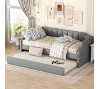 Sweiko Lit Banquette 90 x 200 cm,Modern1 Place lit gigogne,2 in 1 lit Simple, Lit Fonctionnel escamotable pour 1 Personne Canapé-lit escamotable (Grau)