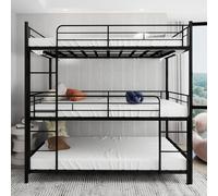 Sweiko Lit lourd à cadre triple avec échelle intégrée et garde-corps sur toute la longueur, résistant au sol pour enfants/adolescents/adultes, chambre à coucher/dortoir, pas besoin de ressorts, facile