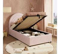 Sweiko Lit rembourré 90x200, Lit d'enfant,Lit simple avec sommier à lattes et tête de lit, Lit d'adolescent, convient pour adultes et adolescents, lattes en bois, montage facile, velours, rose