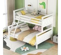 Sweiko lit superposé avec échelle et rampe de sécurité, transformable en 2 lits séparés, lit en bois pour enfants, adolescents et adultes, 90(140)x200cm, blanc(ETA 7.13)