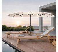 Sweiko Parasol double face extérieur Rectangulaire Grand avec manivelle,kaki