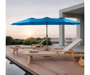 Sweiko Parasol extérieur double face Rectangulaire Grand avec manivelle,Bleu foncé