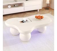 Sweiko Table Basse Design Nuage avec éclairage LED (16 Couleurs), Forme Originale, Pieds arrondis, Idéale pour Salon Moderne et Chambre d'enfant,Plateau Style Cloud Lumineux (White)