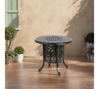 Sweiko Table d'extérieur en aluminium avec seau à glace, table d'appoint pour patio, table d'extrémité en aluminium avec repose-pieds réglables, petite table basse d'extérieur