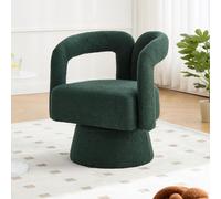 Sweiko Tonneau moelleux pivotant à 360 degrés Chaises d'accentuation, fauteuil rond à large rembourrage, fauteuil en tissu moelleux pour le salon, la chambre à coucher, le bureau, les salles d'attente
