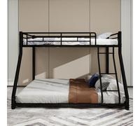 Sweiko Twin Over Full Lit superposé en métal, Heavy Duty Cadre de lit superposé en métal, Lit superposé Twin Over Full avec échelle & garde-corps pleine longueur pour adolescents adultes, sans bruit