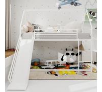 Sweiko Twin sur Twin lit superposé avec toboggan pour chambre d'enfants, maison en forme de cadre de lit w / échelle, pas de sommier à ressort nécessaire & facile à assembler