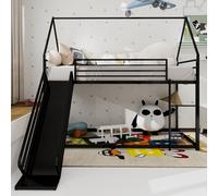 Sweiko Twin sur Twin lit superposé avec toboggan pour chambre d'enfants, maison en forme de cadre de lit w / échelle, pas de sommier à ressort nécessaire & facile à assembler