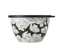 S'well Kit saladier en acier inoxydable, 1,9 litre, motif fleurs au fusain, avec récipient à condiments de 60 ml et plateau amovible, étanche, facile à nettoyer, passe au lave-vaisselle
