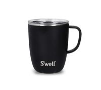S'well Mug avec poignée, Onyx noir, 350ml. Mug isotherme sous vide en Acier inoxydable avec poignée, tasse de voyage avec couvercle coulissant - Lavable au lave-vaisselle