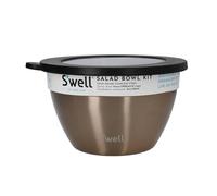 S'well Saladier set, Pyrite, 1.9L - Boîte à salade avec récipient à condiments et plateau amovible - Anti-fuite et lavable au lave-vaisselle