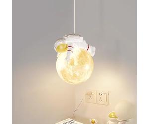 SWEMOPP Astronaute Luminaires suspendus modernes LED 3D planète lune suspension pour chambre d'enfants lampe suspendue de plafond du milieu du siècle lustre pour enfants mignon pour filles garçons cha