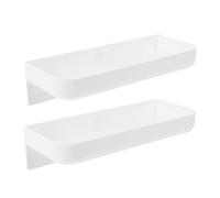 SWETRACE 2ensembles Étagère Murale sans Perçage Blanche pour Salle de Bain et Cuisine Rangement Sécurisé avec Barrière Protectrice Grande Capacité Installation Facile et Design Moderne