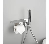 SWHC Douchette Toilette WC, Douchette WC Kit Complet avec Porte Papier Toilette Bidet Toilette Douchette pour L'hygiène Personnelle Quotidienne 3 Fonctions Pulvérisateur de Bidet à Main
