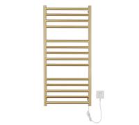 SWHC Sèche-Serviette Électrique Or, 162 W Chauffe-Serviettes 110 x 52 x 12 cm Porte-Serviettes Chauffant Électrique Mural Acier Inoxydable Radiateur de Salle de Bain