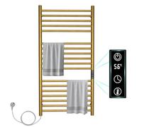 SWHC Sèche-Serviettes Électrique, 200W Or Brossé Radiateur Salle de Bain Contrôle Tactile 30-70°C, 1-8H Porte-Serviettes Chauffant Électrique Acier Inoxydable Sèche-Serviettes Chauffant 55x110cm