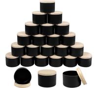 SWHCM Lot de 24 Boîtes à Bougies en Métal Noir Mat - 230ml - Récipients avec Couvercles pour Fabrication de Bougies, Épices et Cosmétiques - Design Élégant & Durable