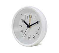 SWHONG Réveil analogique minimaliste rond blanc silencieux sans tic-tac avec fonction snooze veilleuse