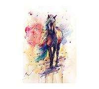 SWIDUUK Peinture sur toile en bois de mer Aquarelle Cheval Tableau Poster Mural Bureau Décoration Salon Reproduction d'images sur Toile Sticker Mural Art pour Chambre Décoration Maison, Toile, 40*50cm