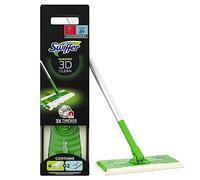 Swiffer Balai Attrape-Poussière 3D Clean Kit de Démarrage (1 Balai, 4 Lingettes Sèches, 2 Lingettes Humides), Attrape Et Retient 3X Plus de Poussière qu'un Balai Classique, pour Poils d'animaux