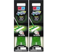 Swiffer Balai Attrape-Poussière 3D Clean Kit de Démarrage, 1 Balai + 4 Lingettes Sèches + 2 Lingettes Humides, Attrape et Retient la Poussière (Lot de 2)