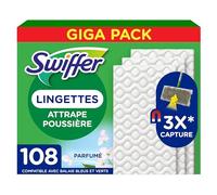 Swiffer Balai Attrape-Poussière Lingettes Sèches x108 | Attrape et retient la poussière.