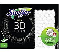 Swiffer Balai Attrape-Poussière Nettoyage 3D, Recharges Lingettes Sèches pour Sols, 7 Unités, Attrape et Retient La Poussière