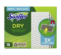 Swiffer Balai Attrape-Poussière Recharges Lingettes Sèches 18 Unités, Attrape Et Retient 3 Fois Plus De Poussière, Saleté Et Poils Qu’Un Balai Classique